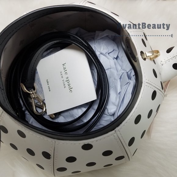 Kate Spade New Teapot Tea Party Polka Dots Black White Kettle Alice Wonderland - Picture 10 of 14